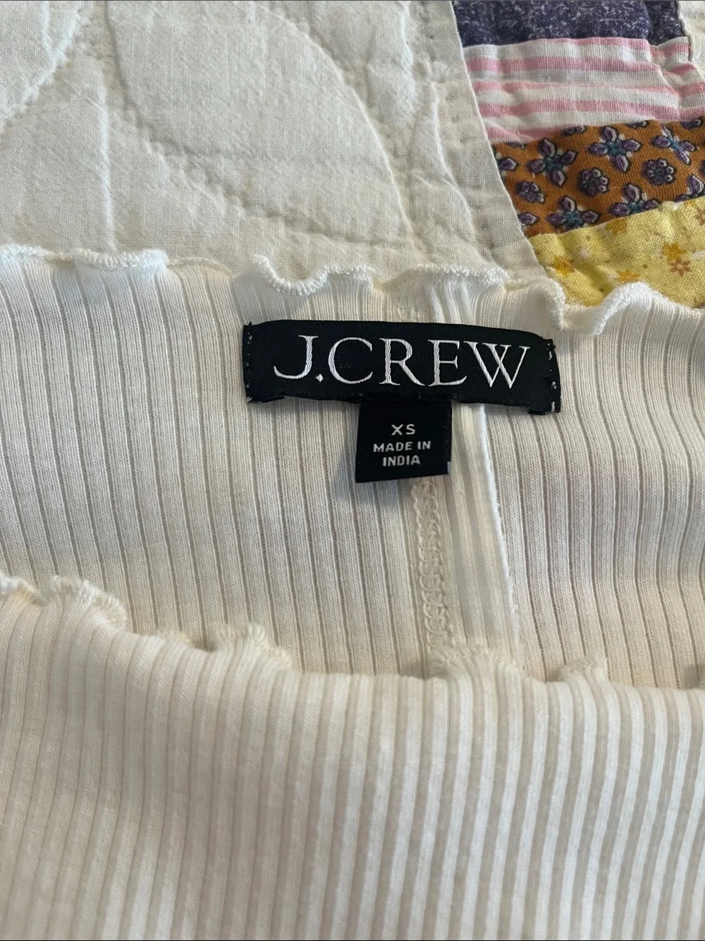J.Crew Women's White Ribbed Long-Sleeve Top Coquette Ruffled girlhoodcore xs